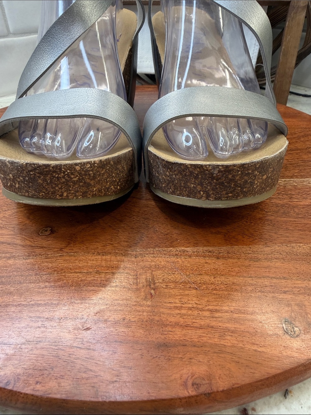 Blowfish Malibu Hazard Wedge Sandals with Metallic Silver Straps - Picture 2 of 7